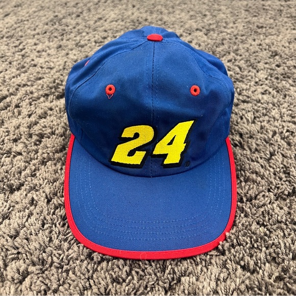 Jeff Gordon 24 Nascar Racing Competitor's View Blue Red Strapback Hat EUC! - Picture 1 of 6